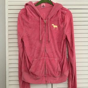 Terry cloth VS PINK and gold women’s zip up